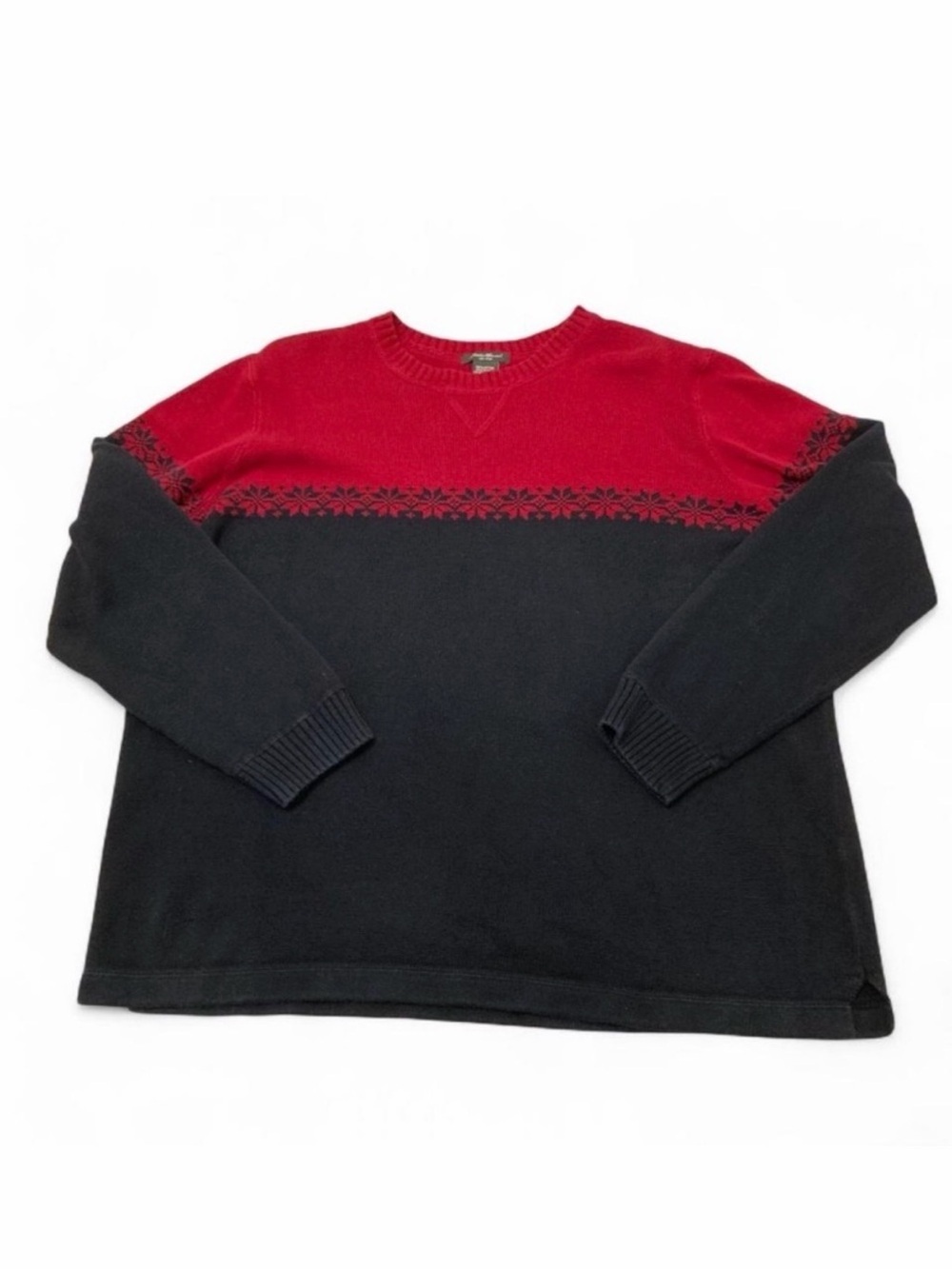 Vtg Eddie Bauer Snowflake Holiday Sweater Women’s XL Outdoor Gorpcore Red Black